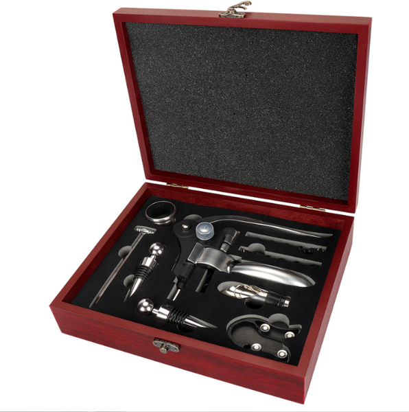 Wine Accessories Set, 9- Piece Set, Presented in a Mahogany Box