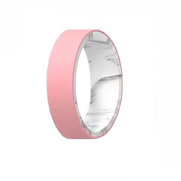 Ring Comfortable Silicone Reversible Band - Single - Pink Marble