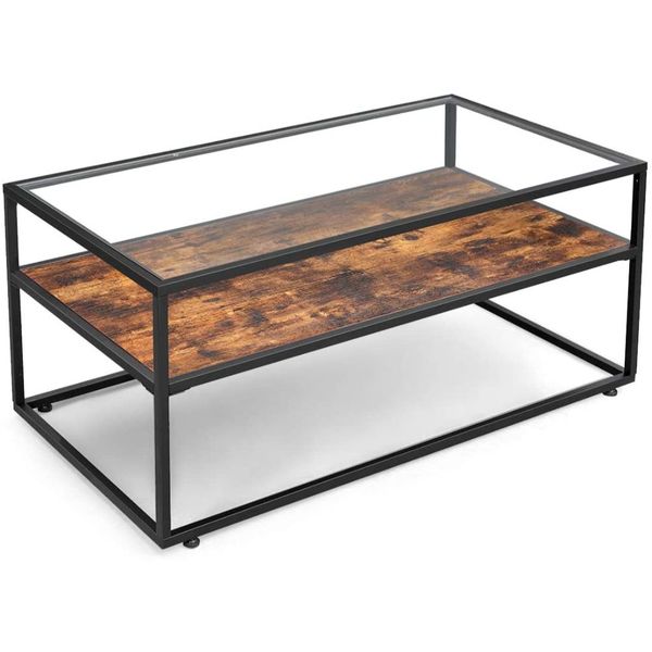 Bragg Milan Rustic Glass Coffee Table, Brown