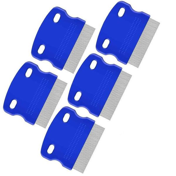 5 Pack Stainless Steel Pet Flea Comb Self Clean for Cats Dogs
