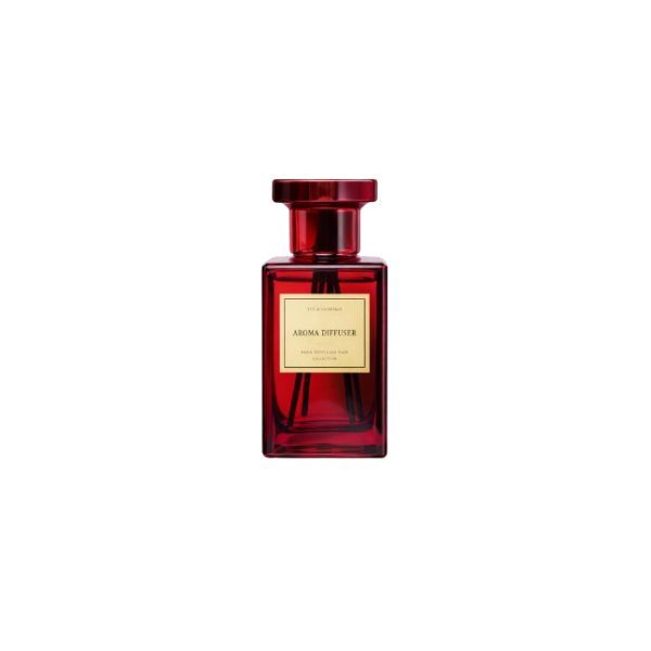 Square Glass Reed Diffuser with Fiber Reeds - Red