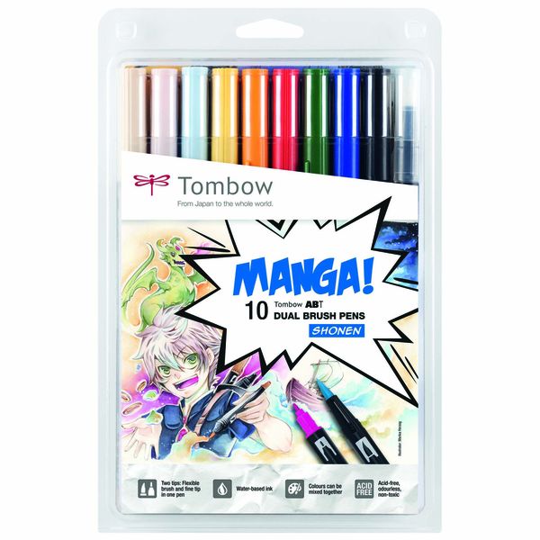 Tombow ABT Dual Brush Pens - Manga- Shonen - 10-Pack