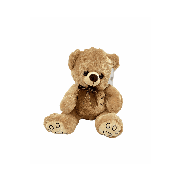 30cm Plush Brown Bear with Heart Print - Soft Stuffed Animal
