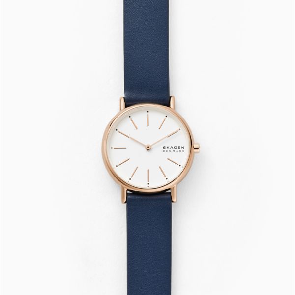 Skagen Signatur Blue Leather Watch - SKW2838