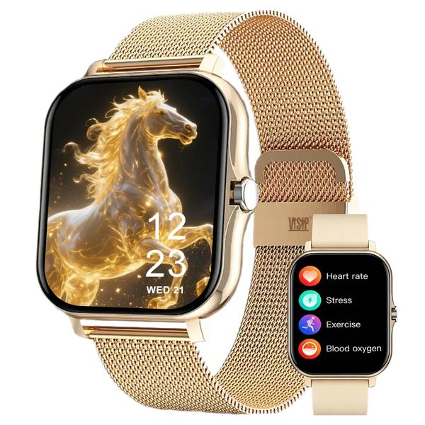 Rose Gold Women's Smart Watch with Dual Straps - Health &amp; Activity Tracker