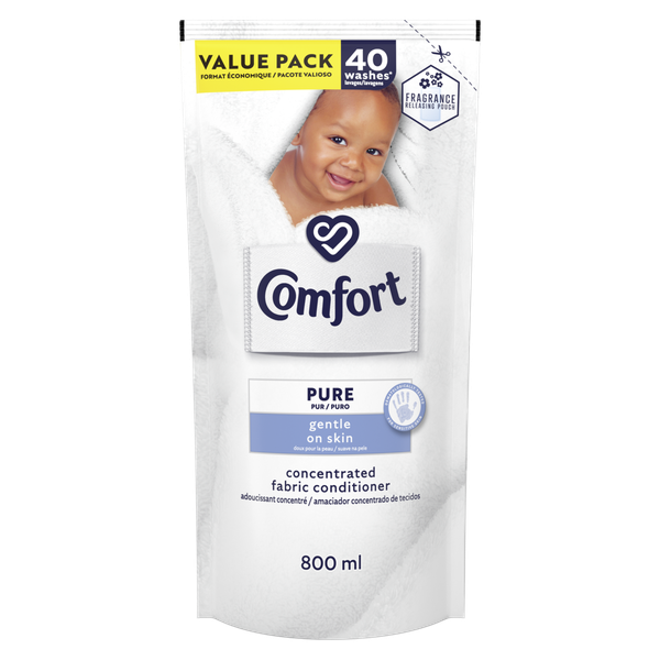 Comfort Pure Concentrated Laundry Fabric Softener Refill for Sensitive Skin 800ml