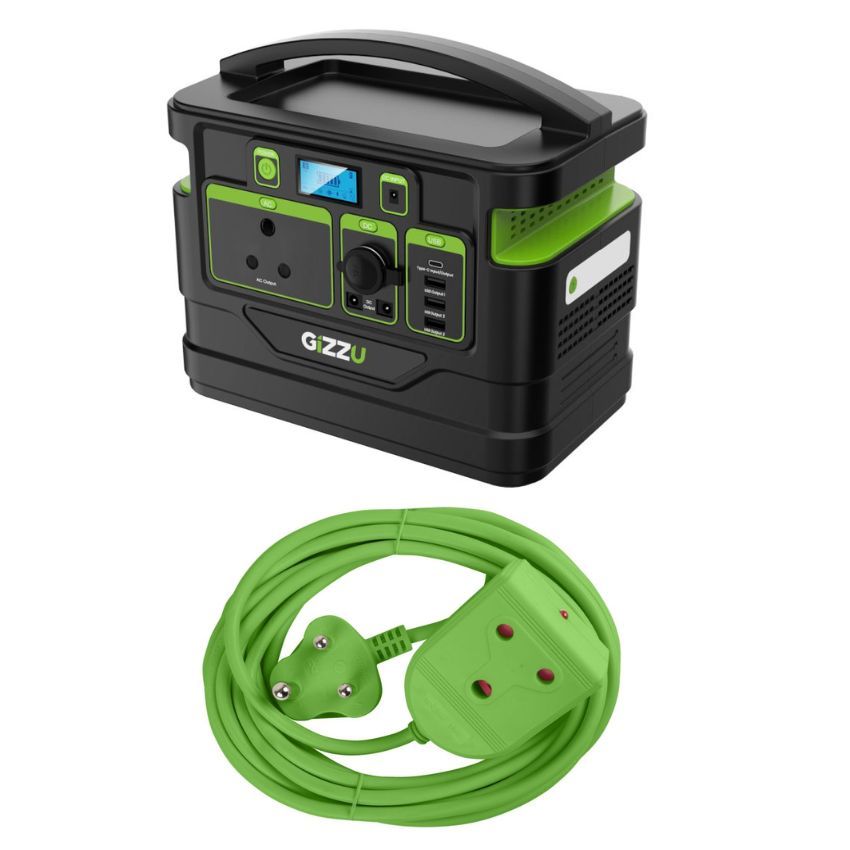 Gizzu 296Wh Portable Power Station & 5m Heavy Duty Extension Lead