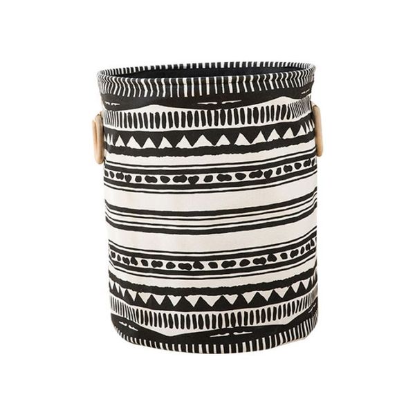 Foldable Handle Laundry Storage Basket-Black &amp; White Design