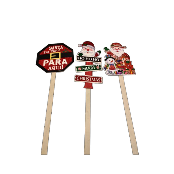 Wooden Christmas decoration signs yard stake