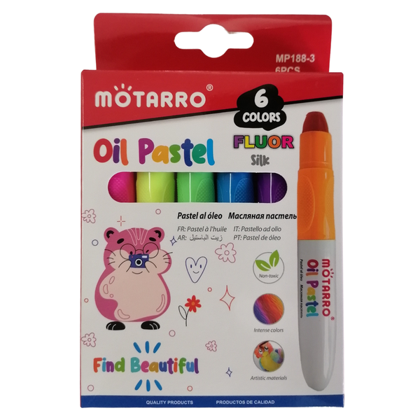 Motarro Oil Pastel Fluorescent Silk Markers - 6 Piece Set