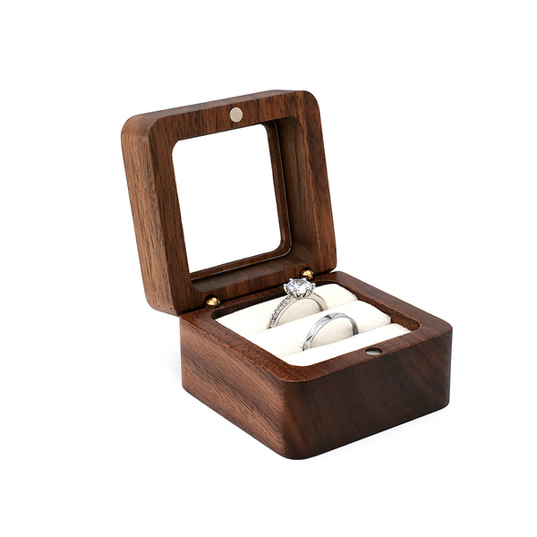 Walnut Solid Wood Ring Box Earrings, Rings, Light Luxury, Exquisite Jewelry