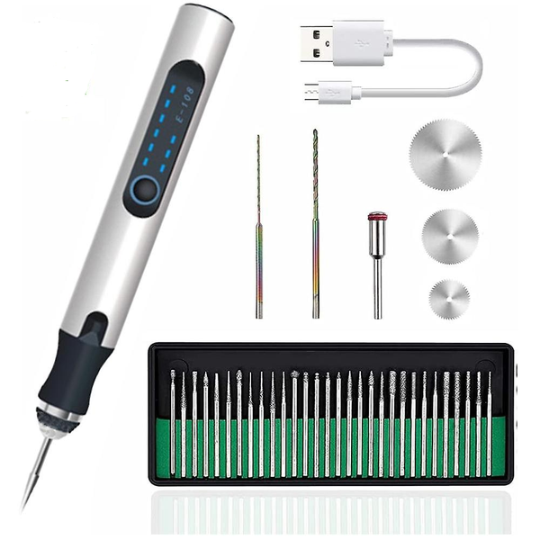Cordless Electric Engraving Pen,Micro Polishing Pen with Stencils &amp; Bits