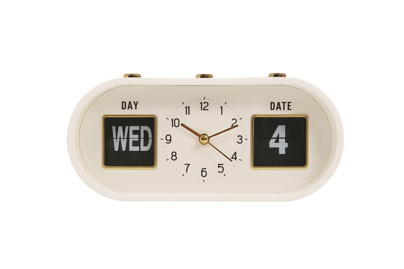 Flexxy Manual Flip Clock, Retro Calendar Clock for Bedroom, Office, Home