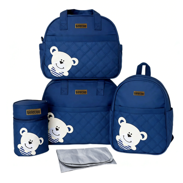 5-in-1 Baby Diaper Bag Set Multifunctional Stroller Bag - Bear
