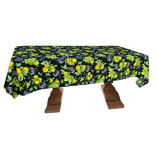 Lemon Midnight Garden Tablecloth - Easy Care - Stain Resistant - 150x240cm