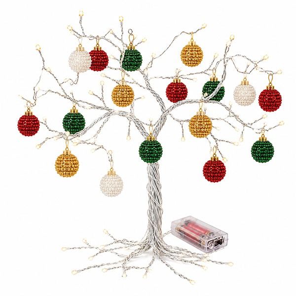 Peak Axis Festive Glow Beaded LED Christmas Tree With Beaded Balls