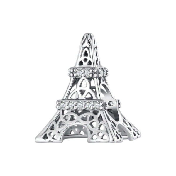 S925 Sterling Silver Detailed Tower Charm - Silver