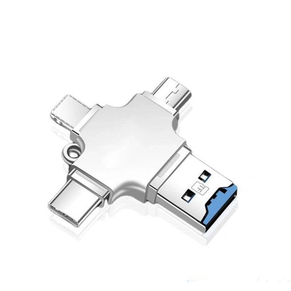 4 In 1 High-Speed Multifunctional USB3.0 Type C IOS MicroUSB Card Reader