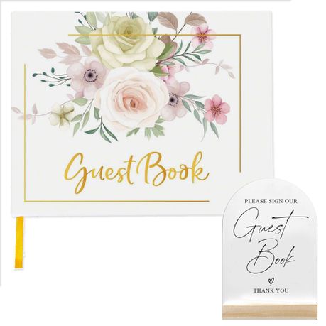 Floral Rose Wedding or Function Guest Book and Sign Set Image