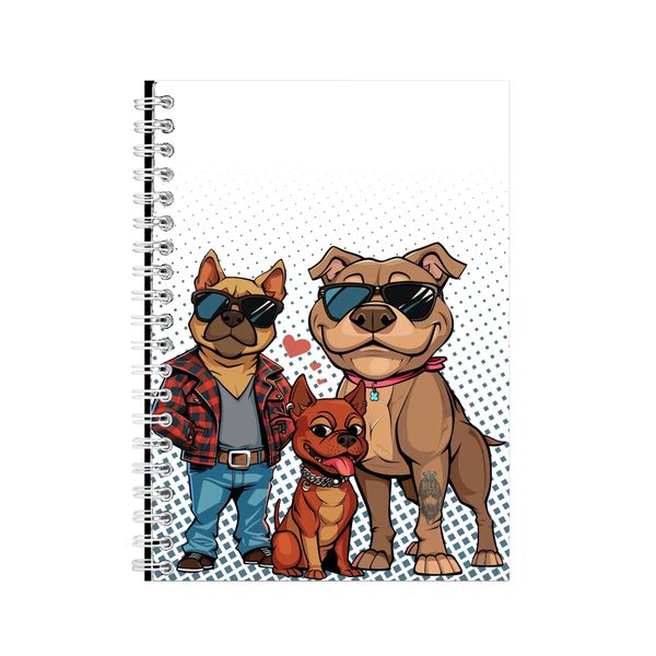 Dudes A5 Notebook Spiral Lined Trendy Pitbull Lover Graphic Notepad Gift180