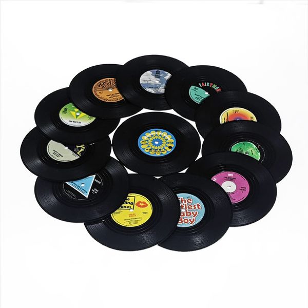 12 Piece Retro CD Record Vinyl Drink Coasters Cup Mat