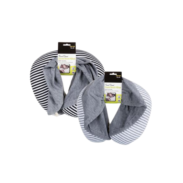 Travel Smart Comfort- Assorted Travel Neck Foam Pillow with Hood