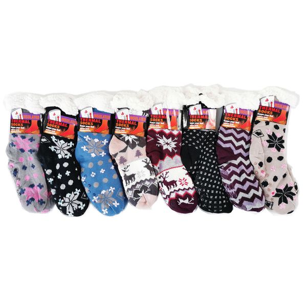 8 Pairs Of Original Thermal Socks - Winter Socks - Assorted Design &amp; Colour