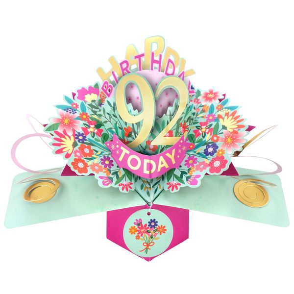 Happy 92nd Birthday 3D Pop Up Card - Female