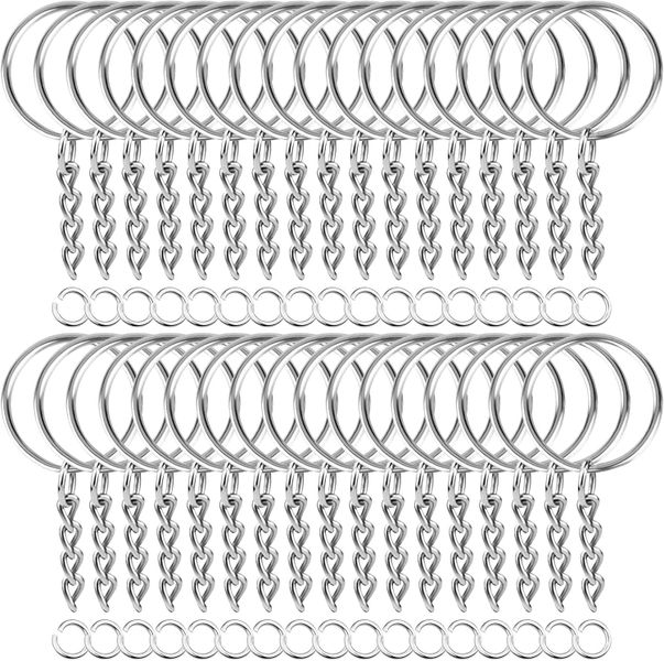 100Pcs Split Key Chain Rings with Chain and Jump Rings Bulk for Crafts