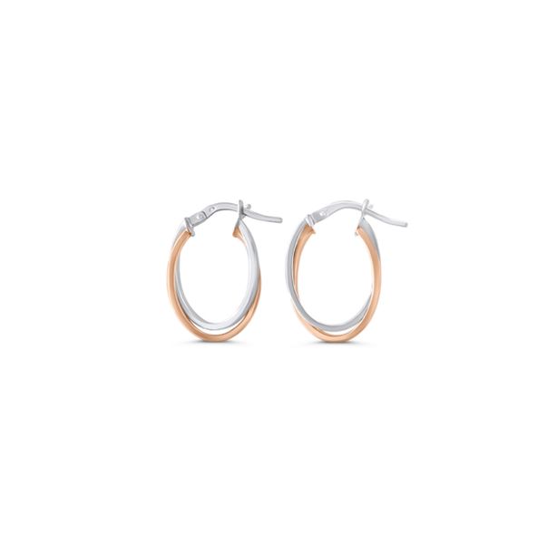 Vixen Two Tone 9kt Gold Oval Hoop Earrings
