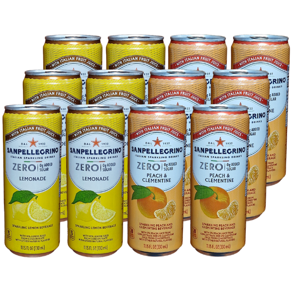 San Pellegrino | Zero Added Sugar | Lemonade &amp; Peach | 330ml | 12 Pack