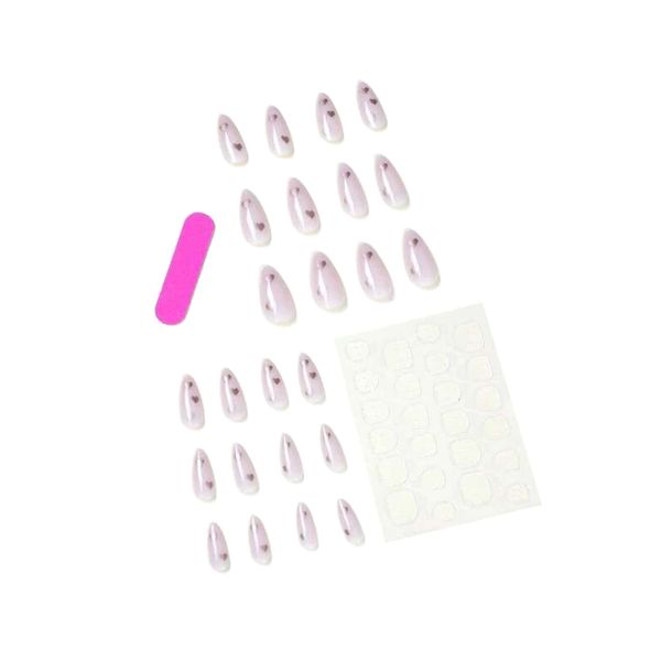 24 Piece Heart Print Stick On Nail Set