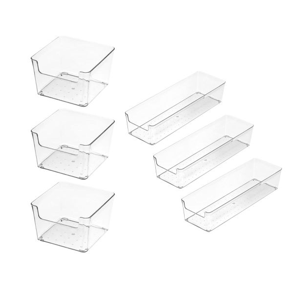 6 Piece Clear Acrylic Drawer Organizer Set - Transparent