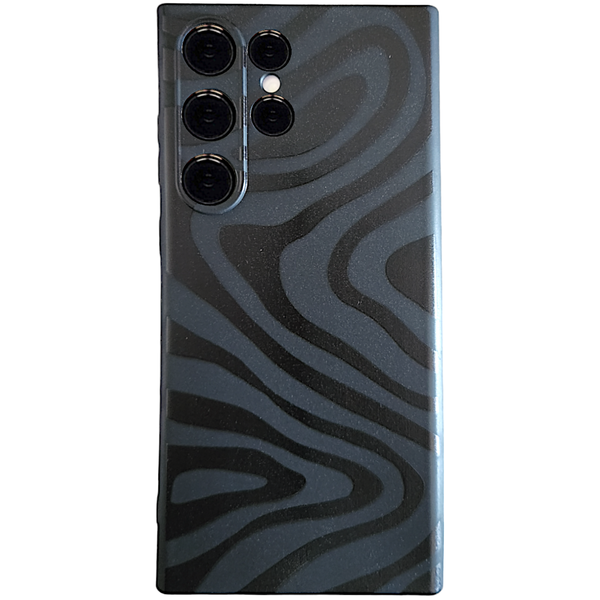 Black Phone Case with Black Zebra Print compatible with Samsung S23 Ultra