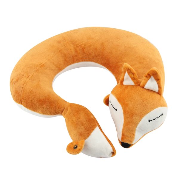 Fox Shape U Shaped Travel Neck Pillow Brown image