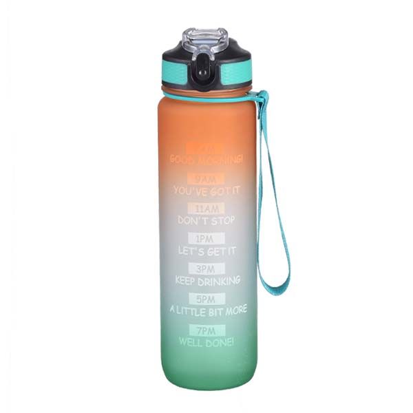 Orange/Green Motivational Time Marker Water Bott image