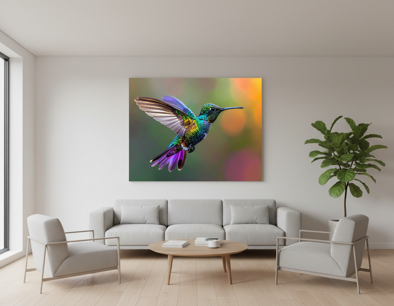 Canvas Ready to Hang Art on Wall Contemporary Art Humming Bird Mid-Flight