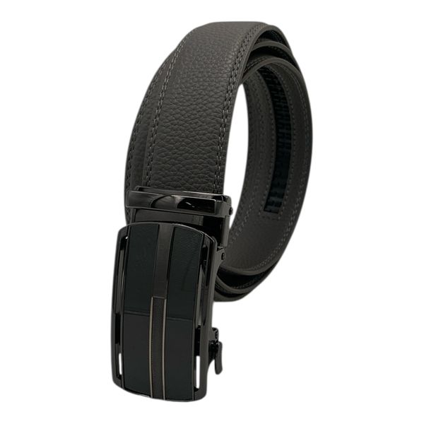 Men's Adjustable Leather Belt with Automatic Ratchet Buckle - DesignA Brown