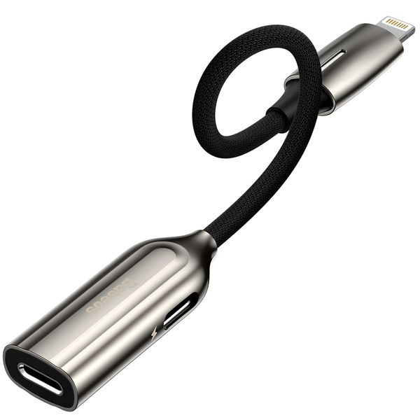 Baseus Male Lightning to Dual Female Lightning L55 Adapter - Dark Grey