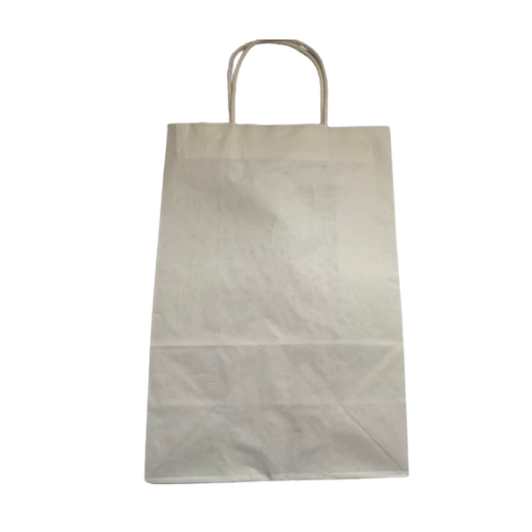 White Kraft Paper Gift Bags- 25 Pack