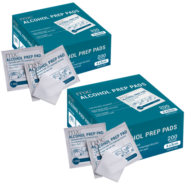 Alcohol Prep Pads 6x3cm(Unfolded) - 200pcs- 2 Boxes