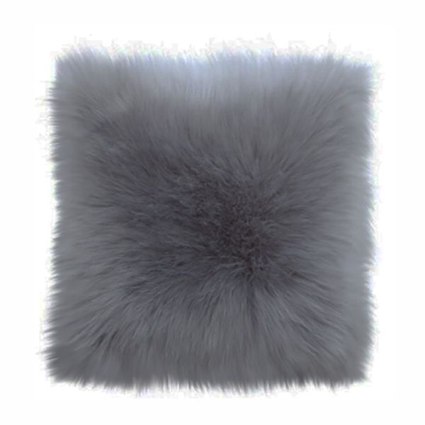 Faux Fur Square Cushion - Grey Set of Two