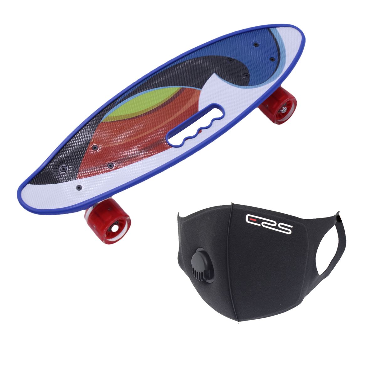 Skateboard 58cm with Flashing Wheels Ride On Skateboards & ERS Mask