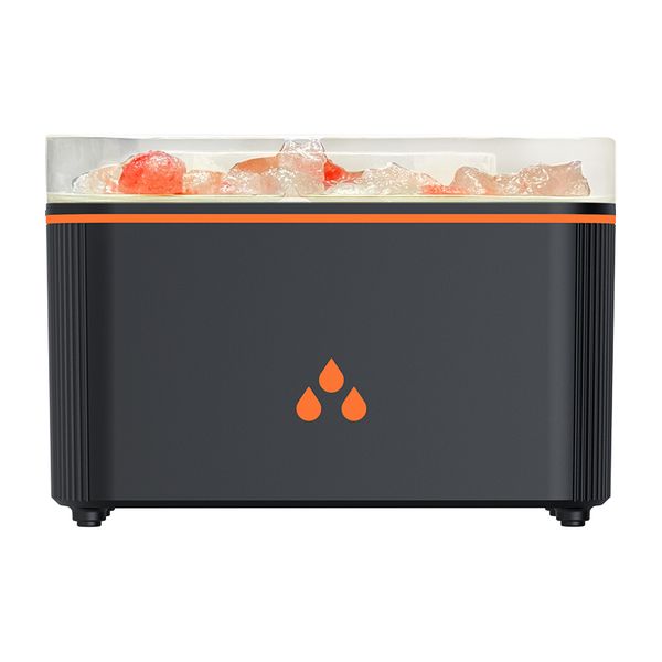 Himalayan Salt Lamp Aroma Diffuser with Realistic Flame &amp;7-Color Mood Light