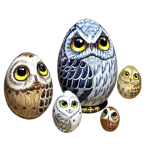 Home Decor Owl Nesting Eggs Easter Collectible Dolls For Decoration 5 Set