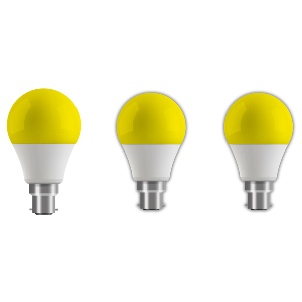 Flash LED 6W A60 Yellow B22 Bulb- 3 Pack