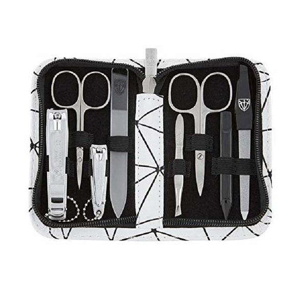 Kellermann 3 Swords Manicure Set 4213 F N Black White Faux Leather 8 Piece