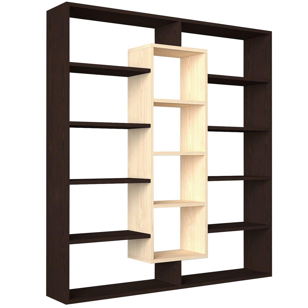 Hazlo Ample Bookcase Bookcase Cube Bookshelf Display Wenge and Maple