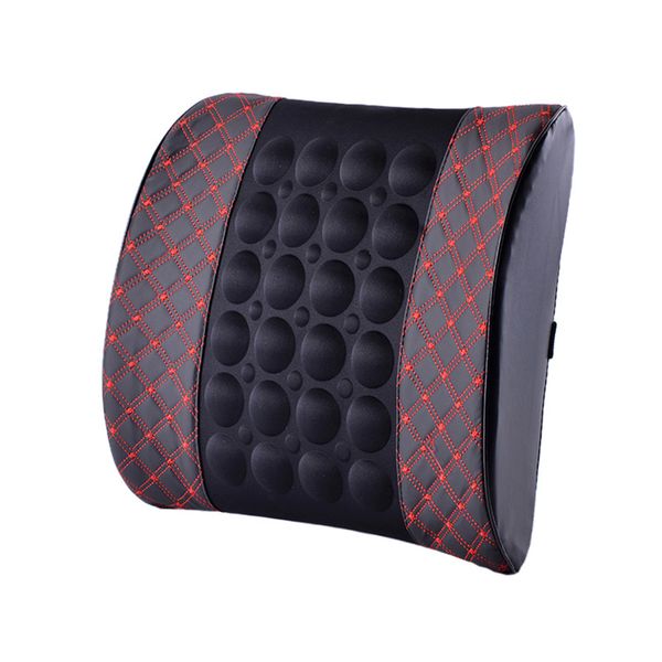 Portable 12V Car Electric Lumbar Seat Back Waist Massage Cushion - Beige