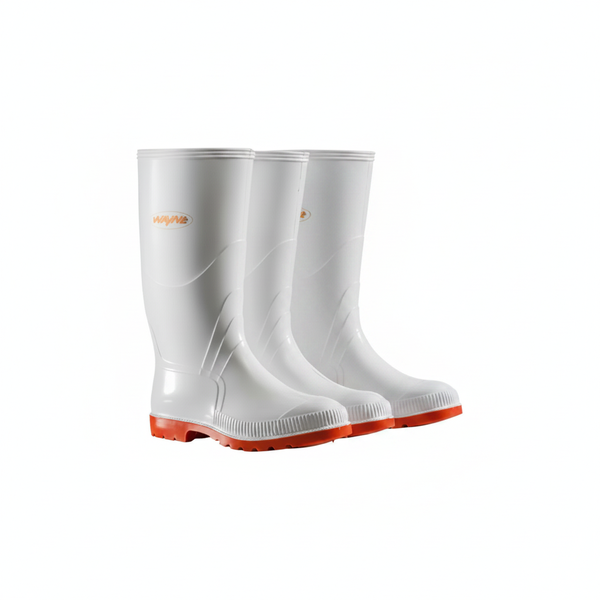 Gumboots Men's Knee-Length Waterproof White/Red Gumboots - 2 Pack